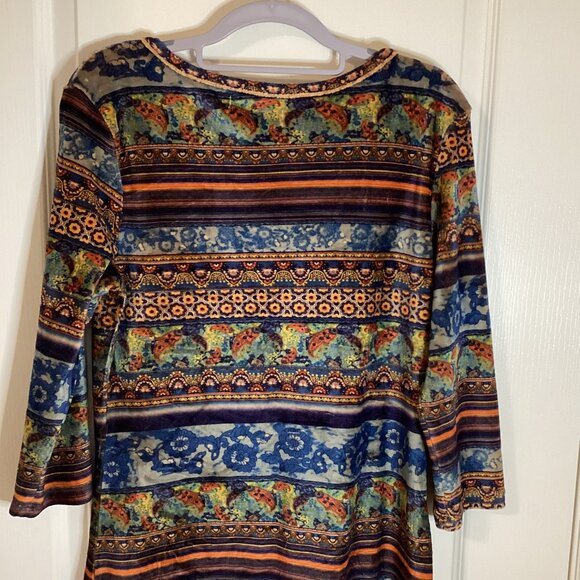 Papillon Women's Colorful Printed Stretchy Mini Dress Size S 3/4 Sleeves - Picture 5 of 6